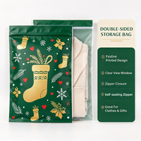 Sac de rangement de vêtements de Noël haut de gamme imprimé avec fermeture éclair et fenêtre transparente, organisateur de vêtements anti-poussière pour le stockage des vêtements saisonniers
