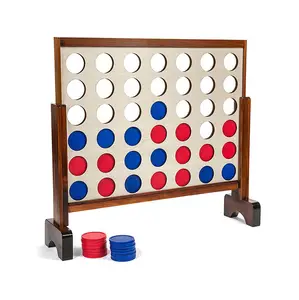 Jumbo 4 en una fila, 4 para marcar Premium Wooden Four Connect Game Set juego al aire libre