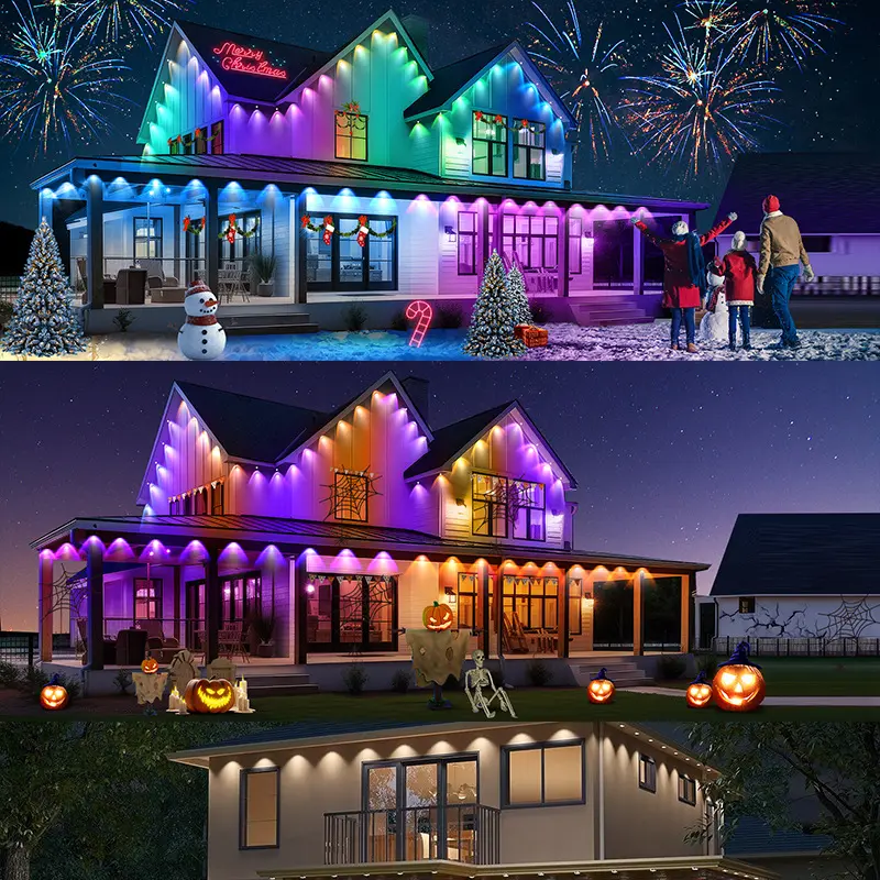 Smart Home RGB 30LED Outdoor String Lights 120Scene Modes Bluetooth App Control Waterproof Eaves Lighting Home Christmas