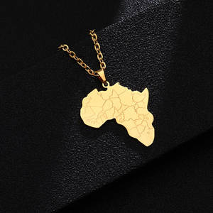 Collier avec pendentif personnalisé en acier inoxydable 316L, plaqué or 14K 18K PVD, bijoux fins, collier avec carte de l'Afrique pour femmes - Product Image 4