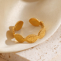 Bague ovale ouverte pour femme en acier inoxydable plaqué or 18 carats, design géométrique chic et élégant, style européen, magnifique