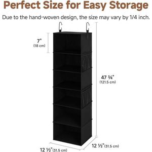 6-Tier Non-Woven Hanging Closet Organizer with Mesh Pockets Foldable Storage Organizer <b>Shelf</b> with 2 Sturdy <b>Hooks</b> - Product Image 6