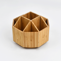 WDF haute qualité simple bureau porte-crayon en bois plateaux rustique bois papeterie organisateur bambou porte-stylo pour bureau