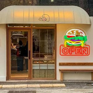 Burger Open Letreros Neon LED dimmable USB powered ambient <b>light</b> store <b>window</b> decoration <b>light</b> street indicator <b>light</b> Customized - Product Image 4