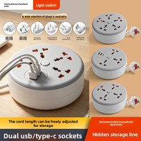 Multiprise universelle ronde 10A avec 4 prises CA, 2 ports USB, ignifuge, sécurité enfant, rallonge multiprise