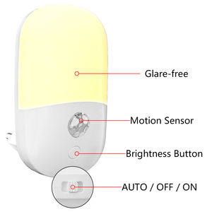 Capsule Shape LED Plug-in Motion <b>Sensor</b> Night <b>Light</b> 2700K Warm White EU Plug for <b>Indoor</b> Use - Product Image 2