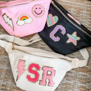 Taşınabilir ayarlamak kayış su geçirmez su Resist kadınlar bayanlar spor Crossbody Sling bel çantası Fanny paketleri özel naylon bel çantaları