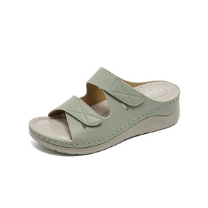 Comfort Genuine Leather Wedge <b>Sandals</b> Open Toe Low Heel Slip-On With Arch Support Summer Women Shoes Drop Shipping - Product Image 3