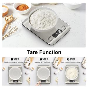 Balance de cuisine électronique numérique portable étanche en acier inoxydable 5 kg, précision 1g, alimentée par piles, meilleure vente en gros directe usine - Product Image 4