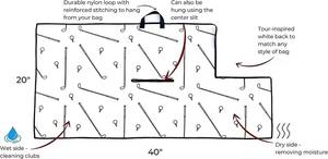 Serviette de nettoyage pour balle de golf <span class=keywords><strong>Zippa</strong></span> blanche gaufrée en microfibre à double suspension Serviette de golf à impression personnalisée - Product Image 2