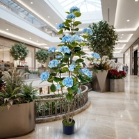 Pohon Hydrangea Buatan dalam Pot, Bunga Buatan Biru Putih Ungu untuk Dekorasi Rumah, Hotel, Pernikahan, Grosir