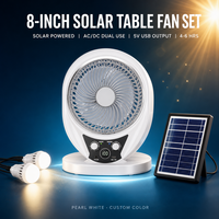 Ventilateur de table solaire rechargeable de 8 pouces, ventilateur personnel portable pour l'extérieur et la maison