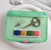 Étui transparent imperméable à fermeture éclair, sac multi-usages, sacs à outils pour broderie, tricot, crochet, pochette organisatrice, kit d'artisanat, étui pour aiguilles et fils