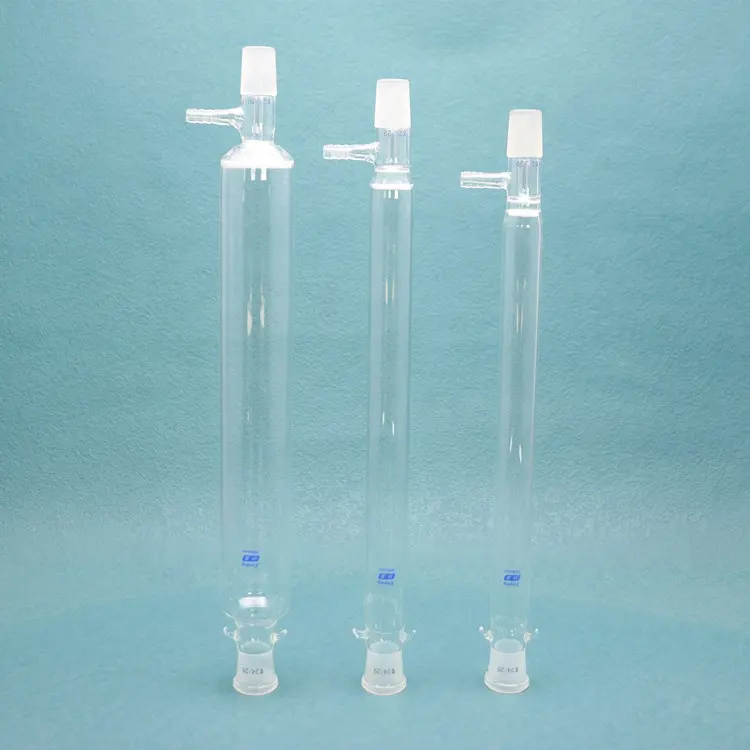 Labor glas Boro 3.3 Glas PTFE Absperr hahn Chromato graphie säule mit Fritten scheibe und Reservoir