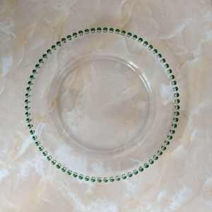 Assiettes rondes jetables pour mariage écologiques K11, 13 pouces, 33 cm, transparentes, bordure dorée perlée, en verre - Product Image 4