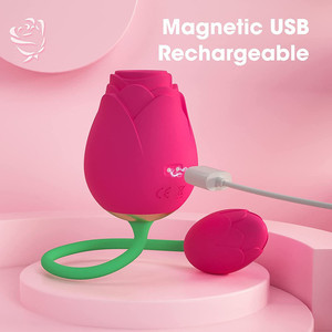 Sexshop Jouets sexuels pour femmes, jouet double face, vibromasseur long <span class=keywords><strong>en</strong></span> forme de rose pour stimulation vaginale - Product Image 5