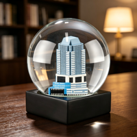 Globe de neige en résine cristalline, modèle de gratte-ciel, boule d'eau en verre, décoration de bureau, souvenir de voyage, mini-bâtiment, ornement de table, cadeau