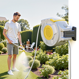Avvolgitubo <span class=keywords><strong>da</strong></span> <span class=keywords><strong>Giardino</strong></span> Automatico Retrattile ad Alta Pressione con Connessione Rapida e Montaggio a Parete - Product Image 2
