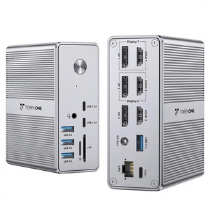 Base de Conexión DisplayLink para 3 Monitores, Adaptador de Corriente de 120W, Más de 10 Puertos, Compatible con <span class=keywords><strong>MacBook</strong></span> <span class=keywords><strong>Pro</strong></span>/Air Thunderbolt 4/3 <span class=keywords><strong>USB</strong></span>-<span class=keywords><strong>C</strong></span>/DP/<span class=keywords><strong>USB</strong></span>, en Stock - Product Image 1