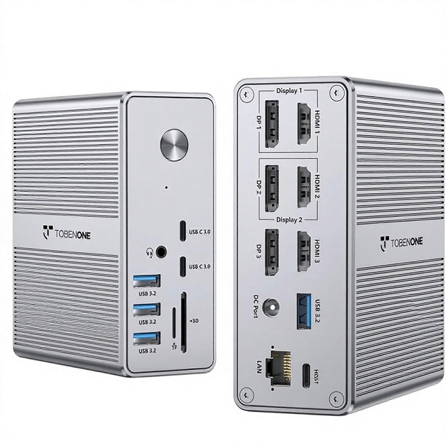 DisplayLink Docking Station 3 Monitors 120W Power Adapter 10+ Ports MacBook Pro/Air Thunderbolt 4/3 USB-C /DP/USB in Stock