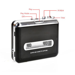 เครื่องเล่นเทปคาสเซ็ตแบบพกพาสีดำพร้อมลำโพงในตัว ตัวแปลง USB MP3 ช่องต่อ AUX 3.5 มม. - Product Image 5