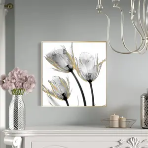 Personalizado abstrato ainda vida flor lona impressão com folha de ouro moderna pintura minimalista parede arte decoração home