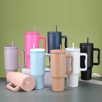 Gobelet isotherme en acier inoxydable 40 oz, double paroi, avec couvercle et pailles, pour voiture et boissons glacées