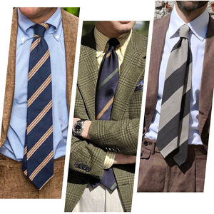 Corbata de poliéster Jacquard Logotipo personalizado Negocios de lujo Formal Beige Color rojo Moda tejida Empresa Raya Hombres Corbata - Product Image 5