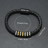 Bracelet en cuir tressé pour homme, en PU noir, avec accents d'anneaux dorés et argentés, bijoux minimalistes, vente en gros