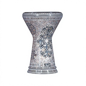 Authentique Gawharet El Fan Silver Mosaic Sombaty Darbuka 23cm incrusté de perles Doumbek - Product Image 1