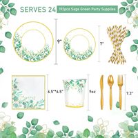 Vaisselle de fête moderne en papier vert sauge et vert eucalyptus en gros : assiettes, gobelets, serviettes pour la Saint-Valentin et Pâques