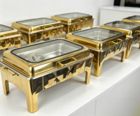 Nouveau Réchaud de Buffet Professionnel 9L en Acier Inoxydable Doré avec Couvercle Hydraulique pour Restauration et Maintien au Chaud des Aliments
