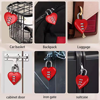 Cadenas à combinaison en forme de cœur à 3 chiffres, en alliage de zinc, sans clé, pour bagages, sacs à dos, portes d'armoires et valises