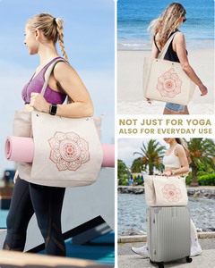 Free sample Custom logo Multifunctional Gym Large Capacity Storage Sports Reusable Beach Shoulder <b>Yoga</b> Mat Canvas Tote <b>Bag</b> - Product Image 6