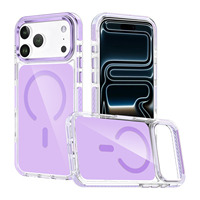 Coque Magnétique Antichoc Transparente pour iPhone 17 16 15 avec Protection Métallique de l'Objectif, Dos Rigide Brillant en PC, Compatible Charge Sans Fil