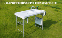 Table pliante en plastique blanc pour l'extérieur Station de nettoyage du poisson avec évier