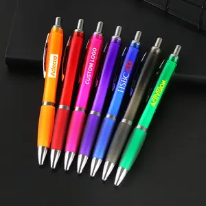 Hot bán khuyến mại nhựa giá rẻ Slim bấm vào bút bi với biểu tượng tùy chỉnh
