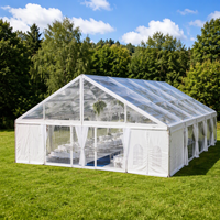 Tente de mariage en PVC transparent avec structure en alliage d'aluminium, chapiteau événementiel résistant aux UV pour cérémonies, fêtes et expositions en extérieur toutes saisons