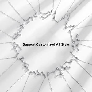 Пользовательские стерлингового серебра белый кубический цирконий Лео Звезда Созвездие 12 зодиака ААА + циркон ожерелье - Product Image 1