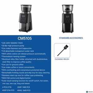 Máquina de café espresso italiana profesional con Espumador de leche automático, máquina de café con leche y Capuchino Espresso para el hogar y la Oficina, acero inoxidable - Product Image 4