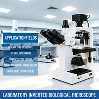 37XB Trinocular Inverted Biological Microscope Manual Focus 40X-400X Research Grade Phase Contrast for Cell Culture Lab