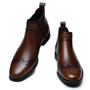 Botas <span class=keywords><strong>Chelsea</strong></span> de Media Pantorrilla de Cuero Genuino para Hombre, Estilo Casual de Otoño, Sin Cordones, Nuevo Estilo de Fábrica para Comercio Exterior - Product Image 5