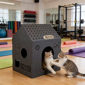 Casa para Gatos de Papel Ondulado Ecológica por Atacado, Montagem Sem Ferramentas para Suprimentos de Salão de Estética Animal - Product Image 1