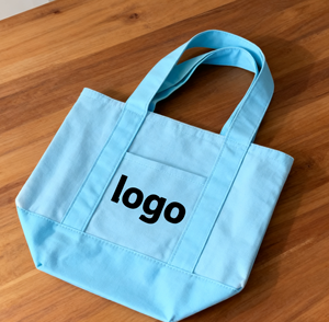 Bolsa de mano reutilizable azul con color azul Asa ancha Compras semanales Bolsa de uso diario para almacenamiento - Product Image 1