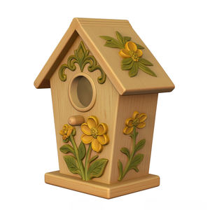 Toptan Özel Çiçek Desenli Çevre Dostu Moda Açık Hava Reçine Kuş Yuvası Bahçe Dekoru için Zamansız Dayanıklı Kuş Evi Premium - Product Image 1