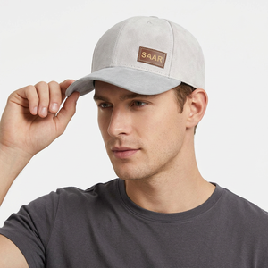 Custom Premium Suede Vintage Sporty Street Style Adjustable Solid <b>Baseball</b> <b>Cap</b> Light <b>Grey</b> Minimalist Unisex Sports - Product Image 1