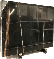 Pierre naturelle noire polie avec dalle de marbre doré Veines Saint Black Marble for Flooring