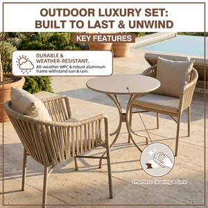 Chaises de jardin modernes au design unique pour l'intérieur et l'<span class=keywords><strong>extérieur</strong></span>, pour restaurant, avec structure en aluminium, table en acier au carbone, ensembles de chaises en corde <span class=keywords><strong>tressée</strong></span> - Product Image 3