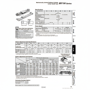 SMC pneumatics กระบอก rodless MY1H20-350ผลิตภัณฑ์กระบอกสูบร่วมเครื่องกล - Product Image 1