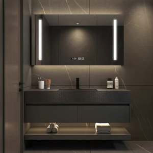 Luxury Marble Countertop, Double Sink <b>Bathroom</b> Vanity <b>Floor</b> to Ceiling <b>Bathroom</b> <b>Cabinet</b> Fully Customized - Product Image 2